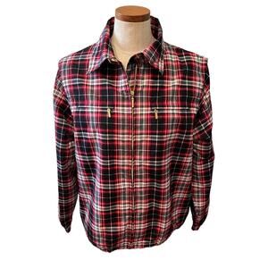 Ladies Catalina Yachts Navy Blue and Red Plaid Preppy Spring Jacket M